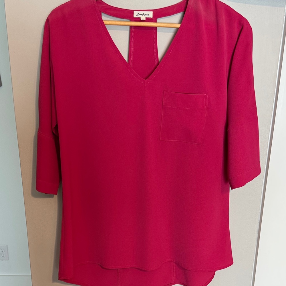 Love Riche Deep Pink V-Neck Blouse